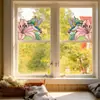 Cbccht107 Pegatina de Vidrio para Esquina de Ventana Floral y de Pájaros Transfronteriza, Pegatina Decorativa de Flor para Esquina de Vidrio Colorida Adhesiva de Doble Cara Ultra Transparente