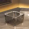 Mini Papelera Doméstica de Escritorio con Diseño Ondulado, Transparente, Lujo Ligero, Presión de Anillo, Sin Tapa, Almacenamiento de Coche, Papelera de Dormitorio
