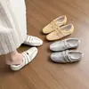 Zapatillas de ballet de malla plateada para mujer con aumento interno de altura, zapatos Gump de verano con velcro, zapatos Mary Jane deportivos casuales para mujer