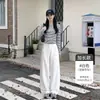 Pantalones de traje de mujer de alta gama a la moda con botones ocultos, nuevos estilos de primavera y otoño, adelgazantes, fluidos, de cintura alta, corte holgado, versión estrecha, pantalones de pierna ancha