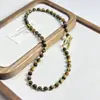 Collar de Perlas Ojo de Tigre Maillard con Cierre de Acero Inoxidable Tipo Ot, Cadena para Clavícula de Piedra Ojo de Tigre, Cadena Elegante y Moderna para Suéter