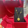 Nuevo Colgante Redondo Filigrana de Carácter de Fortuna Chapado en Oro Antiguo Estilo Chino Brújula Hueca de Ocho Tesoros Cadena para Suéter Estilo Nacional Regalo para Mujeres