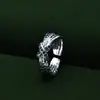 Anillo Abierto de Índice Moderno de Plata de Ley 925 con Acabado Desgastado Anillo Trenzado Distintivo Estilo Tailandés Vintage Japonés y Coreano para Hombres y Mujeres
