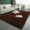 Alfombra de Pelo de Seda de Color Sólido Transfronteriza Alfombra Sencilla para Mesa de Café de Sala de Estar Alfombra Completa para Mesita de Noche de Dormitorio Alfombra de Pelo Largo PVpile Felpudo