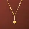 Collar Lele Jewelry de Acero de Titanio Chapado en Oro de 18 Quilates con Bola Pequeña Dorada Esmerilada Cepillada para Mujer, Cadena de Clavícula Avanzada de Lujo Ligero de Nicho