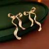 Brincos de Laço com Gotejamento de Óleo Agulha de Prata para Mulheres, Doces, Delicados e Elegantes com um Toque de Luxo Leve e High-End, Apresentando um Design Único