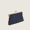 Nueva Billetera Larga de Mano de Cuero Genuino Simple Color Sólido Moda Bolso con Clip de Alta Gama Boquilla Dorada Gran Capacidad Monedero para Mujer