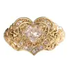 Anillo Floral de Zirconia Microincrustada Transfronterizo Nuevo de Huajie, Anillo de Corazón con Diamantes Completos Estilo Minimalista Joyería al Por Mayor