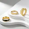Os Conjuntos de Joias Mais Vendidos da Amazon na Europa e América São Anéis de Casal de Aço Inoxidável Banhados a Ouro, Modernos, Simples, Personalizados e Versáteis