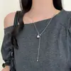 Colar pingente retrátil de pérola de alta qualidade para mulheres, estilo longo, corrente elegante para suéter, estilo nicho de luxo leve, acessório versátil