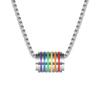 Collar Colgante de Acero Inoxidable de Moda y Alta Gama, Collar Unisex de Doble Anillo, Cadena de Perlas Cuadrada, Venta al por Mayor de Joyería Yiwu