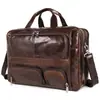 Bolsa de Negocios para Hombre Jiameda Retro de Cuero Genuino, Directo de Fábrica, Bolso de Mano de Gran Capacidad, Maletín para Computadora, Práctico