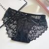 Ropa Interior Sexy de Encaje para Mujer de Cintura Media Ligeramente Transparente Sexy Algodón Puro en la Entrepierna Bragas para Mujer Pantalones de Malla con Tiras Cruzadas y Calados