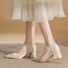 Nuevos Zapatos Bordados Estilo Chino Nacional para Mujer 2025 Nuevo Color Claro con Vestido Zapatos de Mujer No Cansan los Pies Tacones Altos Cheongsam
