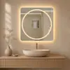 Espejo Inteligente de Pantalla Táctil Cuadrado de Moda para Montar en Pared HD con Luz Espejo de Inducción para Montar en Pared Espejo de Baño Personalizado
