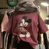 Nueva Camiseta 2021 para Mujer Verano Mujer Coreana Talla Grande Longitud Media Dibujos Animados Manga Corta Camiseta Suelta Pequeña para Mujer