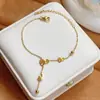 Collar con Borlas Doradas de Nuevo Estilo Europeo y Americano Transfronterizo para Mujer, Moderno y Versátil, Collar de Calabaza con Láser de Nuevo Estilo Chino, Venta Directa de Fábrica