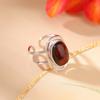 Joias Yuebao Prata de Lei S925 Âmbar de Sangue Vintage Moda Anel Oval Simples Estilo Europeu e Americano Anel Ajustável da Moda