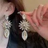 Moda Europea y Americana Elegantes Pendientes Geométricos de Flor de Diamante Pendientes Largos de Borla para Mujer Pendientes de Girasol Pendientes Personalizados