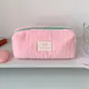Bolsa de Maquillaje Simple de Felpa Estilo Coreano, Bolsa de Almacenamiento de Productos para el Cuidado de la Piel de Gran Capacidad, Neceser Portátil de Viaje, Estuche para Lápices de Estudiante
