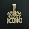 Nuevo Hip-Hop Europeo y Americano Corona Letra Rey Rey Colgante Totalmente Diamantado Collar Cubano Joyería Fabricante de Joyería Transfronteriza
