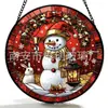Muñeco de Nieve Navideño Vidrio de Colores Colgante Decoración Colgante de Vidrio para el Hogar Decoración de Ventana Atrapasol para Jardín