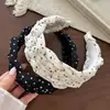Diadema Tejida de Lunares Estilo Francés para Mujer 2025 Nueva Diadema Pinza para el Cabello de Borde Ancho y Corona Alta Accesorio de Cabello Elegante Versátil