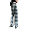 Calça Xadrez de Perna Larga para Mulheres, Emagrecedora, Fluida, de Perna Reta, Solta, Casual, Calça Longa, Atacado de Peça Única, Cintura Alta, Emagrecedora