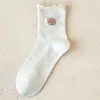 Meias de Tela para Panturrilha Femininas, Finas de Verão, Transparentes, Respiráveis, Ursinho Fofo, Desenho Animado, Meias Curtas de Algodão