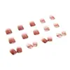Unhas Curtas Usáveis Cor Simples Gelo Saltitante Vermelho-Marrom Translúcido Manicure Gradiente Clareamento Unhas Elegantes 24 Peças