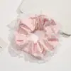 Goma para el pelo con lunares azules y flores, estilo francés para mujer, accesorio de tela para el pelo lindo y versátil