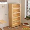 Librería a prueba de polvo de madera maciza, montada en la pared, color nogal, armario de almacenamiento, estantería de pie, estantería para el hogar