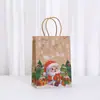 Bolsa de Regalo de Dulces para Fiesta Navideña al por Mayor Bolsa para Llevar a Casa Bolsa de Empaque Navideño Bolsa de Compras con Dibujos Impresos Kraft