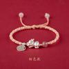 Pulseira de corda vermelha banhada a cobre e prata, tecida à mão, pulseira de casal, masculina e feminina, besta dourada, presente de Dia dos Namorados