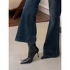 Botines de Tacón Alto para Mujer 2025 Otoño e Invierno Nuevo Estilo Coreano Versátiles Botines Pequeños para Tobillo Botas Delgadas Botines Cortos Franceses de Punta Negra