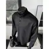 Otoño e Invierno Nueva Camisa Henley Estilo Americano Camiseta de Manga Larga Marca de Moda para Hombre Capa Base Camiseta Interior Sudadera Holgada Versátil Ropa para Hombre