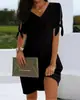 Vestido feminino de moda novo, de renda, com cadarço, para primavera e verão, europeu e americano, transfronteiriço, gola V, justo, ombro a ombro, estampado, solto, proteção solar