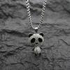 Colar Panda Cravejado de Diamantes Aço Titânio para Casal Acessórios Comemorativos Pingente de Liga Corrente para Suéter Joias para Camiseta Outono e Inverno