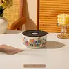 Tazón de Cerámica de Grado Alimenticio con Tapa, Juego de Tres Piezas, Lonchera para Microondas, Caja para Frutas, Tazón para Fideos Instantáneos, Caja de Regalo, Regalo Souvenir