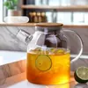 Tetera de Vidrio de Borosilicato Alto para Agua Fría con Tapa de Bambú, Adecuada para Calentar en Estufa Eléctrica de Cerámica, Tetera para Té de Flores, Jarra de Agua Fría para el Hogar, Venta al por Mayor de Fábrica
