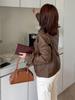 Jaqueta de Couro PU Curta Retro Inno para Mulheres Plus Size Outono Novo Estilo Cool e Estilosa 323103