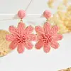 Brincos de Palha Coloridos com Flores Estilo Étnico, Personalidade Exagerada, Brincos de Alta Qualidade, Luxo Leve, Brincos Modernos e Doces para Mulheres
