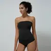 Macacão de ioga série Lycra europeu e americano, ultraelástico, sensação de segunda pele, em T, controle de barriga, modelador corporal, macacão justo de peça única