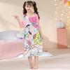 Camisón de verano de seda de leche para niños, para mujeres, tallas pequeñas y medianas, de manga corta, fino, para niñas, bonito camisón para padres e hijos.