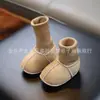 Sapatos e meias de bebê integrados de pele sintética para Outono e Inverno, bebê quente, criança pequena, sola macia, forro de fleece, camurça, calcanhar antiderrapante, meias