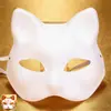 Máscara Facial de Gato de Pulpa de Papel Media Cara DIY Pintada a Mano Máscara de Ópera de Pekín Zorro en Blanco Graffiti Infantil Máscara Blanca en Blanco de Cara Completa