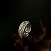 Anillo de Plata de Ley S925 Retro con Diamante Mortero Estilo Chino Nube Propicia Personalizado Exquisito Versátil para Hombres y Mujeres Anillo Vivo
