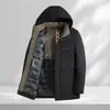 Jaqueta Masculina de Inverno Transfronteiriça Nova, Média, com Touca Removível, Quente, à Prova de Frio, Solta, Confortável, Acolchoada de Algodão