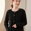 Nuevo cárdigan de punto de cachemira para principios de otoño, chaqueta de manga larga para mujer, diseño holgado de punto trenzado con cuello redondo, suéter cómodo y versátil