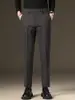 Ropa para Hombre Fengshe / Pantalones Casuales Gruesos Forrados de Polar para Hombre Pantalones de Traje Rectos Ajustados para Hombre